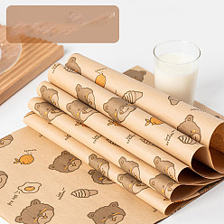 Bisque Greaseproof Paper, for Homemade Food Packaging, Rectangle with Bear Pattern, Bisque, 280x374mm, 50pcs/bag