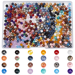 Смешанные камни 600 шт. 24 стили натуральных и синтетических бусин из смешанных драгоценных камней, круглые, смешанные окрашенные и неокрашенные, 4 мм, отверстие : 0.8~1 мм, 25 шт / стиль
