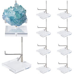 Нержавеющая Сталь Цвет Подставка для хрустальных шаров из нержавеющей стали с квадратными основаниями из прозрачного акрила, для минеральной витрины из агата с драгоценными камнями, цвет нержавеющей стали, 5.9x5.9x8.4 см
