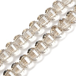 Античный Белый Гальванизируйте прозрачное стекло бисер нитей, тыква, граненые, гальваническое покрытие, старинный белый, 8x6 мм, отверстие : 1.2 мм, около 78~81 шт / нитка, 18.50'' (47 см)