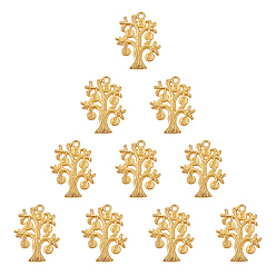 Matte Gold Color Alloy Pendants, Matte Style,  Money Tree, Golden, 29x22x2mm, Hole: 2mm, 10pcs/box