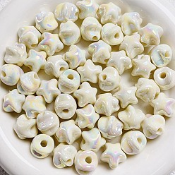 Светлый Золото-желтый Пластиковые бусины с УФ-покрытием, переливающаяся звезда, светлый золотарник желтый, 16x16 мм, отверстие : 3.8 мм