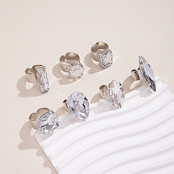 Платина 7шт. наборы из железа в форме конского ушка/капли/квадрата с пластиковыми манжетными кольцами, платина, внутренний диаметр: 17 мм