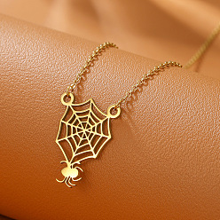 Spider Хэллоуин 304 подвески из нержавеющей стали для женщин, золотые, паук, 17.72 дюйм (45 см), Кулон : 30 мм