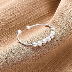 Серебро Вращающиеся 925 открытые манжетные кольца из стерлингового серебра, вращающиеся кольца для медитации, успокаивающей беспокойство, серебряные, 3 мм