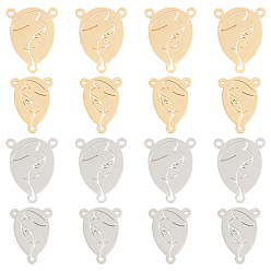 Golden & Stainless Steel Color 16Pcs 4 Style 201 Stainless Steel Links/Connectors, Oval with Human, Golden & Stainless Steel Color, 4pcs/style