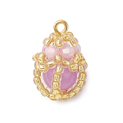 Фиолетовый Светящиеся подвески-капли из стеклянных бусин ручной работы, с железной петлей и акриловыми бусинами, светится в темноте, фиолетовые, 18x12x13 мм, отверстие : 1.5 мм