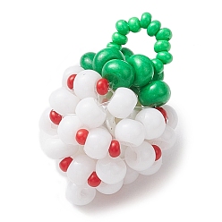 Белый Бисер бисерные подвески, подвески клубника, белые, 27x28x28 мм, отверстие : 5.5 мм