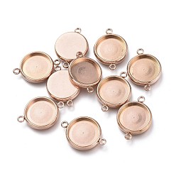 Розовое Золото Ионное покрытие (ip) 304 настройки кабошона из нержавеющей стали, плоско-круглые, розовое золото , лоток : 12 мм, 20x14.5x2.5 мм, отверстие : 1.6 мм