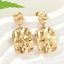 Золотой Ионное покрытие (ip) 304 прямоугольные серьги-гвоздики из нержавеющей стали для женщин, золотые, 30 мм, штифты : 0.6 мм