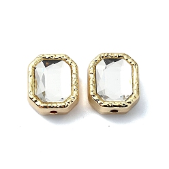 Прозрачный Наберешь металлизации шарики сплава, со стеклом, восьмиугольник, золотые, прозрачные, 13.5x11.5x7.5 мм, отверстие : 1.6 мм