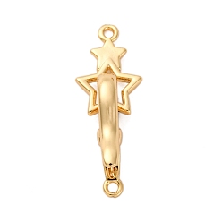 Настоящее золото 18K Латуни блокировки застежками, без кадмия, без никеля и без свинца, звезда, реальный 18 k позолоченный, 29 мм, отверстия : 1.6 mm и 1.4 мм