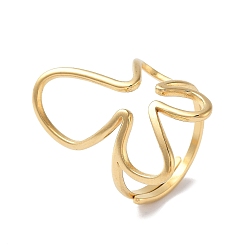 Настоящее золото 18K 304 открытые манжеты из нержавеющей стали для женщин, неправильная геометрия, реальный 18 k позолоченный, 27.5 мм, внутренний диаметр: регулируемый