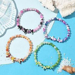 Persian Jade Браслеты из натуральных окрашенных персидских нефритов и окрашенных синтетических бирюзовых бусин для женщин, морская звезда, внутренний диаметр: 2-1/8 дюйм (5.5 см)