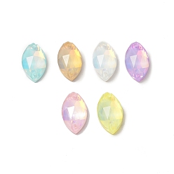 (52) Непрозрачная лаванда Эффект мокко форма конского глаза пришивка стразами, k 5 стеклянный страз, 2-отверстие ссылка, плоская спинка с покрытием, швейные украшения, разноцветные, 18x9x5 мм, отверстие : 1 мм