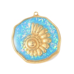 Shell Shape 304 подвески из нержавеющей стали, с эмалью и пайетками, золотые, формы раковины, 28x26x3.5 мм, отверстие : 1.5 мм