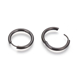Gunmetal 304 Stainless Steel Hoop Earrings, Manual Polishing Huggie Earrings, Gunmetal, 12 Gauge, 16x2mm, Pin: 0.8mm(±0.1mm), Inner Diameter: 12mm