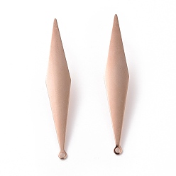 Розовый Позолоченный 201 Выводы серьги из нержавеющей стали шпилька, с горизонтальной петлей и 316 штифтом из нержавеющей стали, ромб, Настоящее розовое золото покрыто, 46x8 мм, отверстие : 1.4 мм, штифты : 0.7 мм