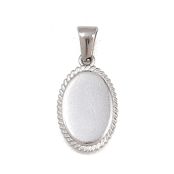 Нержавеющая Сталь Цвет 303 подвески из нержавеющей стали, овальный кулон с веревочной окантовкой, цвет нержавеющей стали, 21.5x12.5x2.5 мм, отверстие : 5.3x2.6 мм