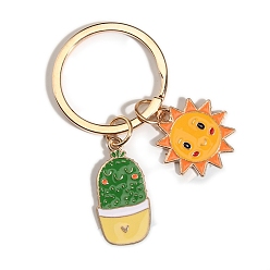 Темно-Зеленый Сплав брелок, кактус, улыбающееся лицо, темно-зеленый, 10x3 см