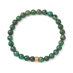 Африканский Нефрит Браслеты из натурального западноафриканского нефрита круглой огранки и нержавеющей стали для мужчин и женщин, круглые, бусины : 304 мм, внутренний диаметр: 6.5 дюйм (2-3/8 см)