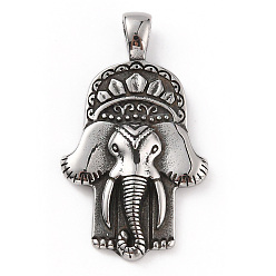 Antik Silber Farbe 304 Edelstahl Anhänger, Elefant Charme, Antik Silber Farbe, 50x29x7 mm, Bohrung: 7x4.5 mm