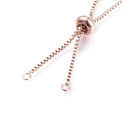 Real Rose Gold Plated Brass Chain Bracelet Making, with Cubic Zirconia, Slider Bracelets Making, Cadmium Free & Nickel Free & Lead Free, Real Rose Gold Plated, 4-3/8 inch~4-3/4 inch(110~120mm), 1mm, Hole: 1.5mm