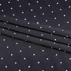 Black 2M Polyester Fabric, with Rhinestone, Clothing Accesories, Black, 1480x1.5mm