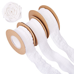 Белый 3рулоны 3стили мятая полиэстеровая лента, аксессуары для одежды, для упаковки подарков, белые, 1-5/8 дюйм (40 мм), около 9.84 ярдов (9 м) / рулон