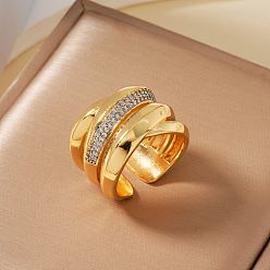 Золотой Элегантные полые латунные манжеты с микропаве из кубического циркония, золотые, 16 мм, внутренний диаметр: 18 мм