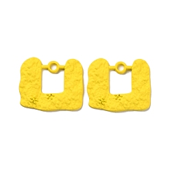 Gold Spray Painted Alloy Pendants, Rectangle, Gold, 20.5x24.5x2.5mm, Hole: 2.2mm