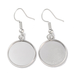 Платина Железные крючки для сережек с покрытием стойки, с пустыми круглыми подносами, плоско-круглые, платина, 38 мм, штифты : 0.7 мм