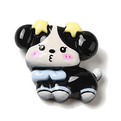 Черный Непрозрачная смола щенка кабошоны, собака, чёрные, 20x24.5x8.5 мм