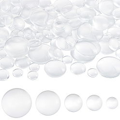 Claro 100 pcs 5 estilos cabujones de vidrio transparente, cabujón de cúpula clara para la fabricación de joyas colgantes con fotos, Claro, 11.5~30x4~7 mm, 20 piezas / estilo