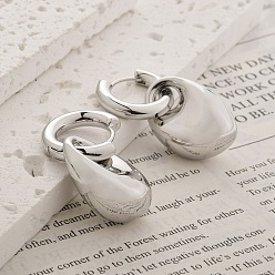 Платина Серьги-кольца из латуни для женщин, платина, 36x18x12 мм