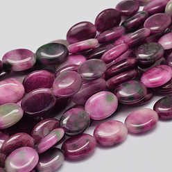 Malaysia Jade Dyed Natural Malaysia Jade Flat Oval Bead Strands, Imitated Tourmaline, 18x13x5mm, Hole: 1mm, about 22pcs/strand, 15.5 inch