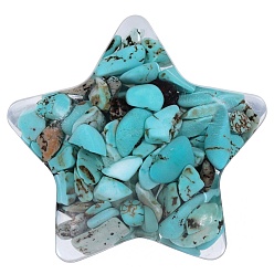 Синтетическая Бирюза Украшение дисплея звезды смолы, с синтетической бирюзовой крошкой внутри статуэток для украшения домашнего офиса, 31x30x12~14 мм