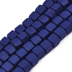 Midnight Blue Handmade Polymer Clay Beads Strands, Cube, Midnight Blue, 5x5x5mm, Hole: 1.8mm, about 86~88pcs/strand, 15.35 inch~16.34 inch(39~41.5cm)
