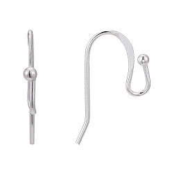 Silver 925 Sterling Silver Earring Hooks, with 925 Stamp, Silver, 13x2mm, 20 Gauge(0.8mm)