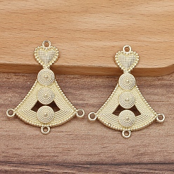 Light Gold Alloy Chandelier Componement Links, Triangle with Heart, Light Gold, 16x10mm