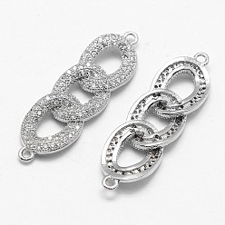 Platino Micro latón allanan enlaces de circonio cúbico, Anillos, sin cadmio, plomo, níquel, Platino, 32x9.5x3 mm, agujero: 1.5 mm