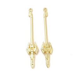 Золотой Стойки обшивки сплава большие кулоны, без кадмия, без никеля и без свинца, копье очарование, золотые, 59.5x11x4 мм, отверстие : 2 мм