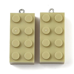 Темный Хаки Непрозрачные акриловые подвески, с железной платиной петлей, Подвески из длинного прямоугольника, Темный хаки, 36x16x11.5 мм, отверстие : 1.5 мм