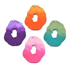 Mixed Color Spray Painted Iron Pendants, Nuggets, Mixed Color, 44x34x4mm, Hole: 1.5mm