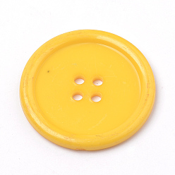 Mixed Color 4-Hole Acrylic Buttons, Flat Round, Mixed Color, 38x4mm, Hole: 3mm