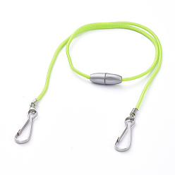 Green Yellow Polyester & Spandex Cord Ropes Eyeglasses Chains, Neck Strap for Eyeglasses, with Plastic Breakaway Clasps, Iron Coil Cord Ends and Keychain Clasp, Green Yellow, 21.34 inch(54.2cm)