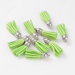 Светло-зеленый Замша кистями, с пластиковыми выводами ccb, хороший для DIY серьги или сотовый телефон делает ремни, платина, светло-зеленый, 38x10 мм, отверстие : 2 мм