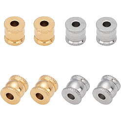 Goldenen und Edelstahl Farbe 20Stück 2 Farben 304 Edelstahlperlen, Kolumne, goldenen und Edelstahl Farbe, 10x10 mm, Bohrung: 4 mm, 10 Stk. je Farbe