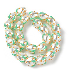 Желтый Запекаемые стеклянные бусины, окрашенные в массе, клубника, с эмалью, желтые, 13x12 мм, отверстие : 1.6 мм