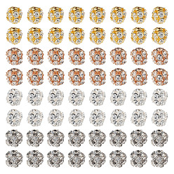 (52) Непрозрачная лаванда 80шт 4 цветные латунные бусины со стразами, круглые, разноцветные, 9~10x10 мм, отверстие : 1.4 мм, 20 шт / цвет